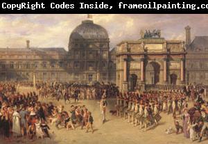 joseph-Louis-Hippolyte  Bellange A Review Day under the Empire in the Cour de Carrousel near the Tuileries Palace (mk05)